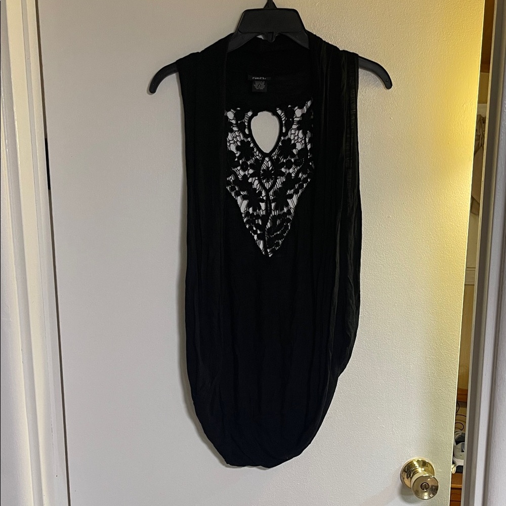 Black Vest with Lace Detail